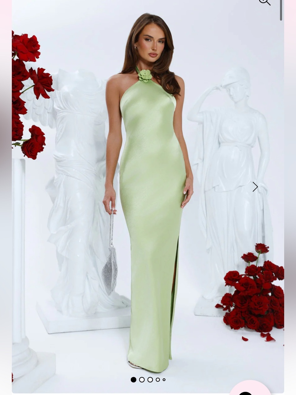 Hello Molly Clover Fields Satin Halter Maxi Dress